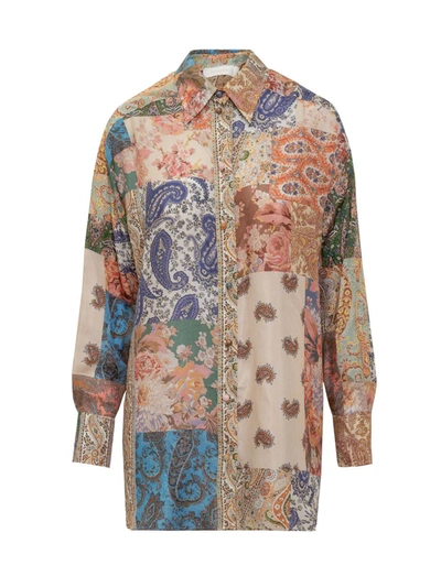 Shop Zimmermann Long Sleeve Shirt In Multicolor