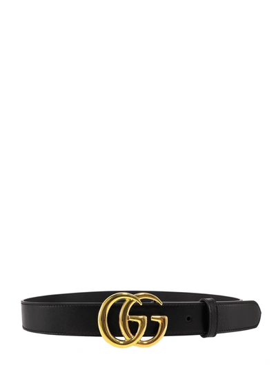 Shop Gucci Gg Marmont Leather Belt With Shiny Buckle