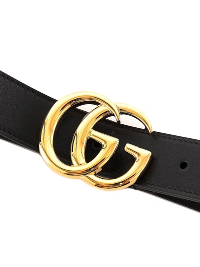 Shop Gucci Gg Marmont Leather Belt With Shiny Buckle