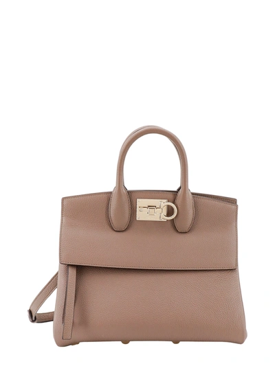 Shop Ferragamo Leather Handbag With Iconic Gancini Detail