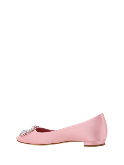 Shop Manolo Blahnik Hangisiflat_opal 010 Satin Ballerina Sho