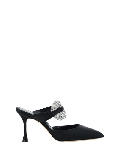 Shop Manolo Blahnik Maidugura 090 Satin Mule Shoes