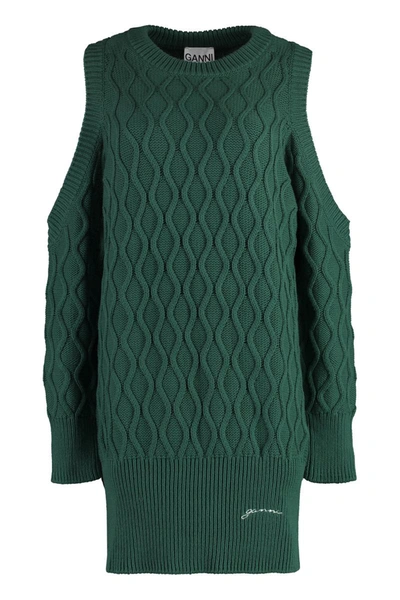 Shop Ganni Knitted Dress In Green