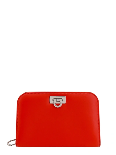 Shop Ferragamo Leather Shoulder Bag With Iconic Gancini Detail