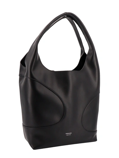 Shop Ferragamo Leather Shoulder Bag With Logo Print