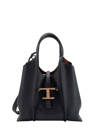 Shop Tod's Leather Shoulder Bag With T Timeless Detail