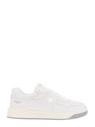 Shop Valentino Leather Sneakers With Iconic Stud