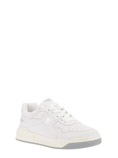 Shop Valentino Leather Sneakers With Iconic Stud
