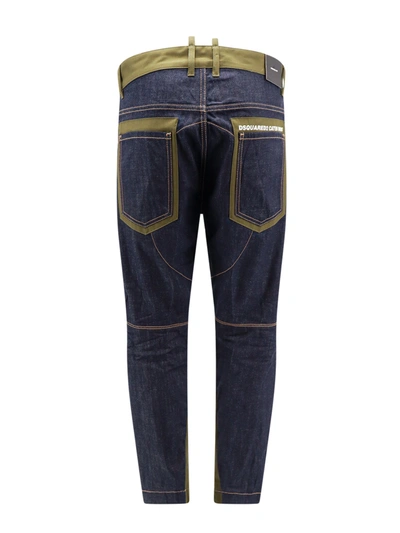 Shop Dsquared2 Cotton And Denim Trouser With Back Logo Print