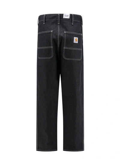 Shop Carhartt Black Denim Trouser With Contrasting Stitching