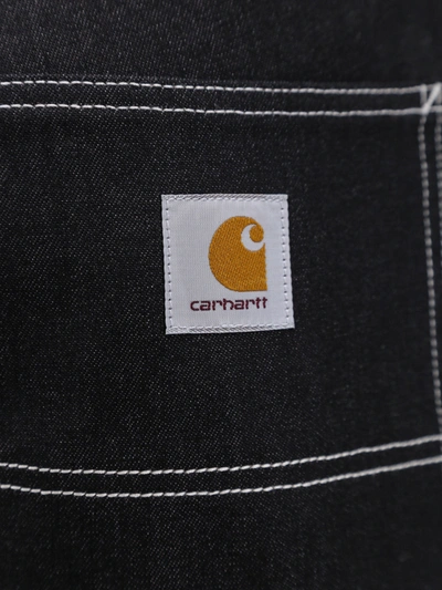 Shop Carhartt Black Denim Trouser With Contrasting Stitching