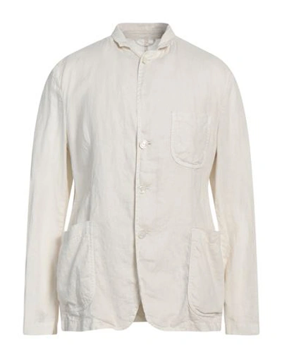 Shop Aspesi Man Blazer Ivory Size L Linen In White