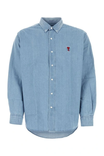 Shop Ami Alexandre Mattiussi Ami Man Denim Shirt In Blue