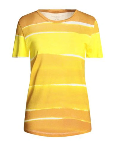 Shop Majestic Filatures Woman T-shirt Yellow Size 3 Viscose, Linen