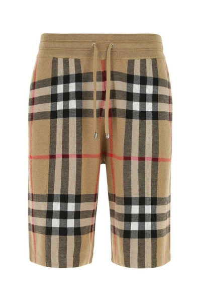 Shop Burberry Man Embroidered Silk Blend Bermuda Shorts In Multicolor