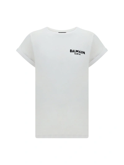 Shop Balmain T-shirt In Gab Blanc/noir