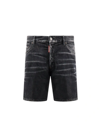 Shop Dsquared2 Cotton Bermuda Shorts With Ripped Effect