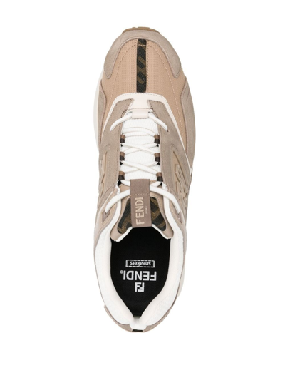 Fendi Faster Ff-embossed Detailed Low-top Sneakers In Cream