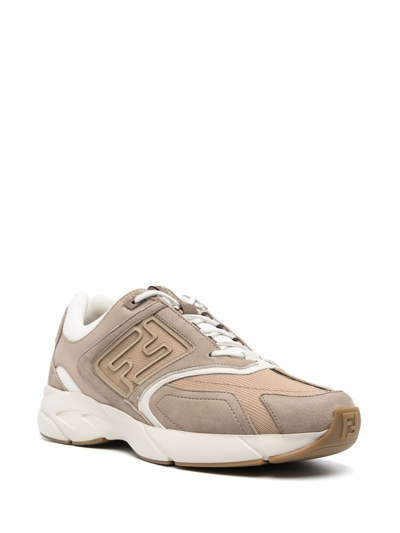 Fendi Faster Ff-embossed Detailed Low-top Sneakers In Cream