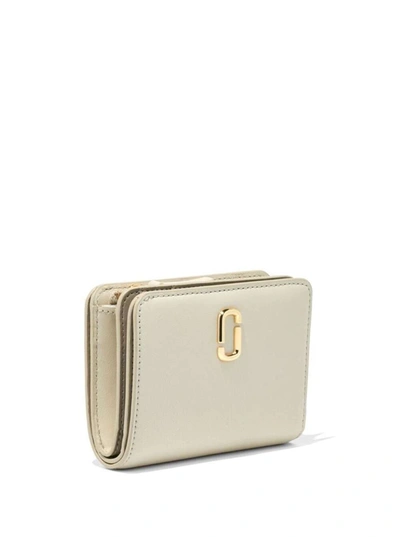 Shop Marc Jacobs 'the J Marc Mini' Ivory White Wallet With Logo Detail In Leather Woman