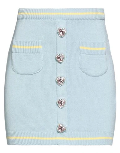 Shop Chiara Ferragni Woman Mini Skirt Sky Blue Size M Cotton