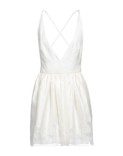 Shop Emporio Armani Woman Mini Dress Ivory Size 4 Silk, Polyester, Polyamide In White