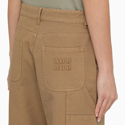 Shop Miu Miu Beige Multi-pocket Trousers Women In Cream
