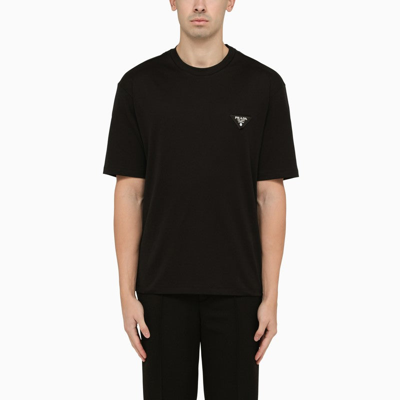Shop Prada Black Cotton Crew-neck T-shirt Men