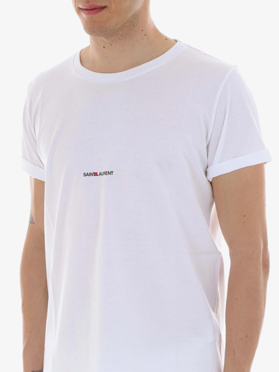 Shop Saint Laurent Man T-shirt Man White T-shirts
