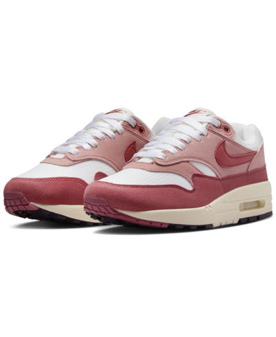 Shop Nike Women's Air Max 1 '87 Casual Sneakers From Finish Line In Sail,cedar,red Stardust
