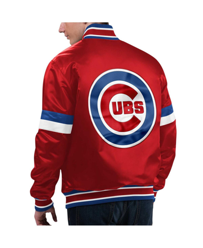 Shop Starter Men's  Red Distressed Chicago Cubs Home Game Satin Full-snap Varsity Jacket