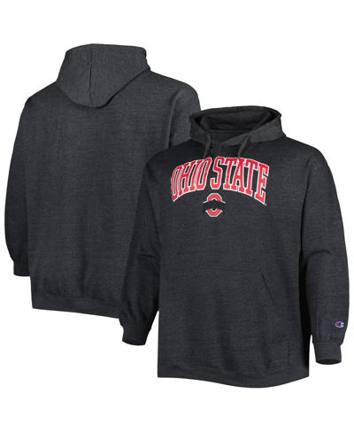 Champion Men's  Heather Charcoal Ohio State Buckeyes Big And Tall Arch Over Logo Powerblend Pullover In Heather Charcoal