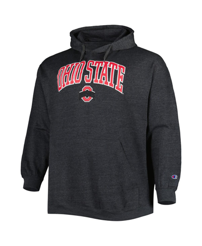 Champion Men's  Heather Charcoal Ohio State Buckeyes Big And Tall Arch Over Logo Powerblend Pullover In Heather Charcoal