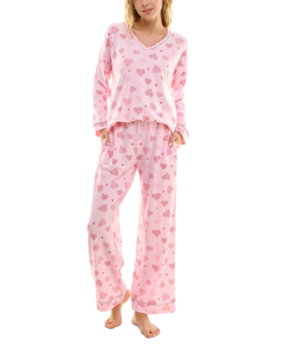 Shop Roudelain Women's 2-pc. Printed Butter Knit Pajamas Set In Heart Out