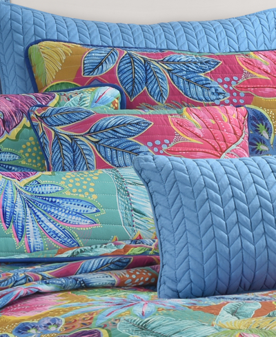 J By J Queen Hanalei Quilted Decorative Pillow, 18" X 18" In Turquoise