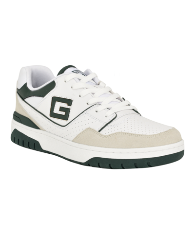 Shop Guess Men's Narsi Low Top Lace Up Fashion Sneakers In Light Gray,white,dark Green Multi