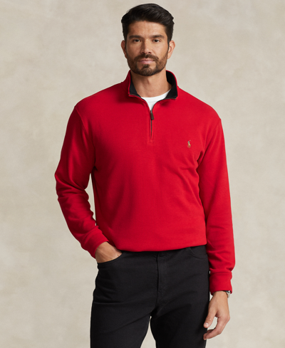 Shop Polo Ralph Lauren Men's Big & Tall Estate-rib Quarter-zip Pullover In Rl  Red,polo Blk Int