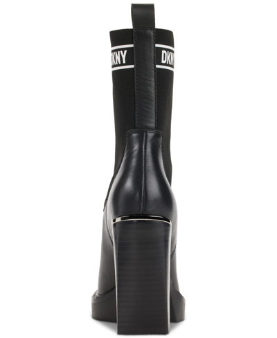 Shop Dkny Women's Vilma Pull-on Sock Booties In Black,dark Gunmetal