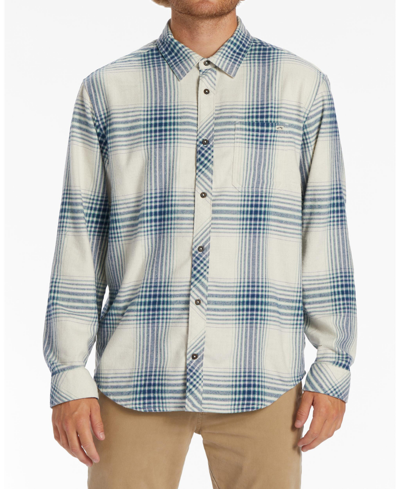 Shop Billabong Men's Coastline Long Sleeve Flannel Shirt In Stone
