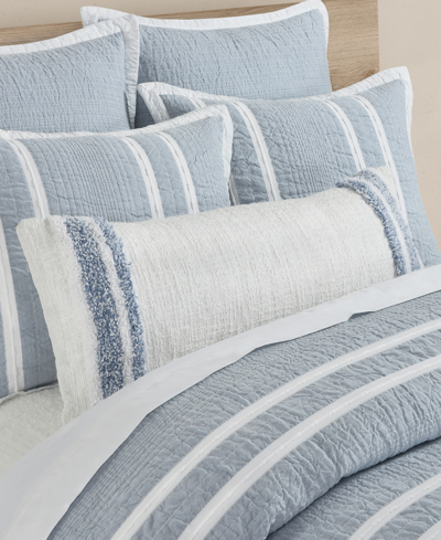 White Sand Beachwood Decorative Pillow, 14" X 40" In Sky Blue