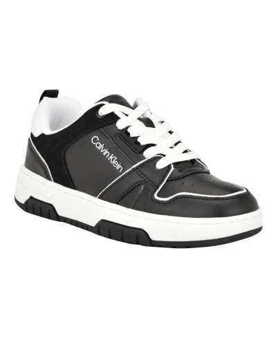 Shop Calvin Klein Women's Stellha Lace-up Round Toe Casual Sneakers In Black- Manmade