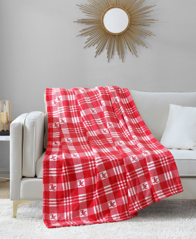Shop Juicy Couture Plush Plaid Fuzzy Throw, 50" X 70" In Red