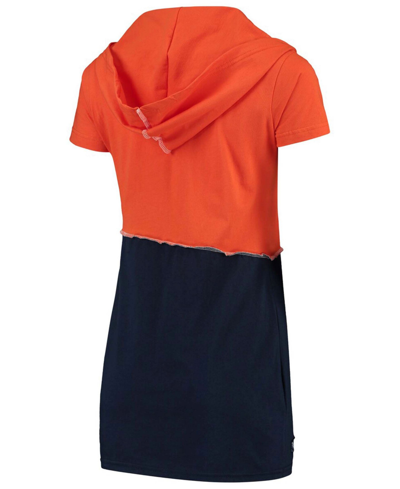 Shop Refried Apparel Women's Orange, Navy Chicago Bears Hooded Mini Dress In Orange,navy