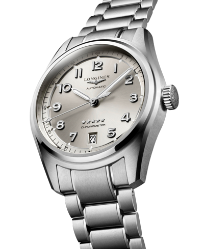 Shop Longines Women's Swiss Automatic Spirit Chronometer Stainless Steel Bracelet Watch 37mm In Champagne