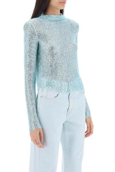 Shop Self-portrait Self Portrait Long Sleeved Top With Sequins And Beads