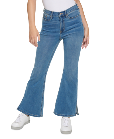 Shop Calvin Klein Jeans Est.1978 Petite Super High-rise Flare-hem Jeans In Vero