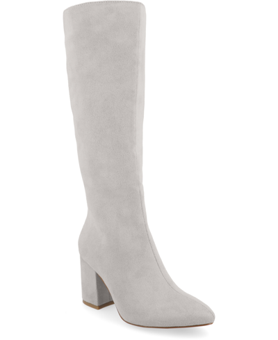 Shop Journee Collection Women's Ameylia Wide Width Wide Calf Pointed Toe Boots In Gray