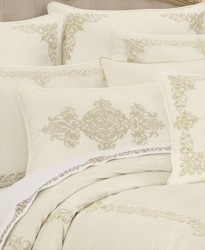 Shop J Queen New York Noelle Boudoir Embellished Decorative Pillow, 15" X 22" In Winter White