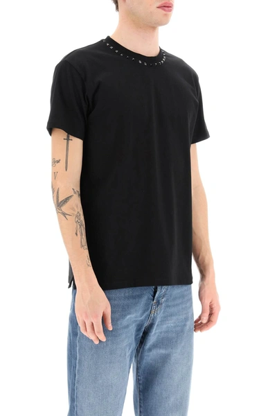 Shop Valentino Black Untitled Studded T Shirt