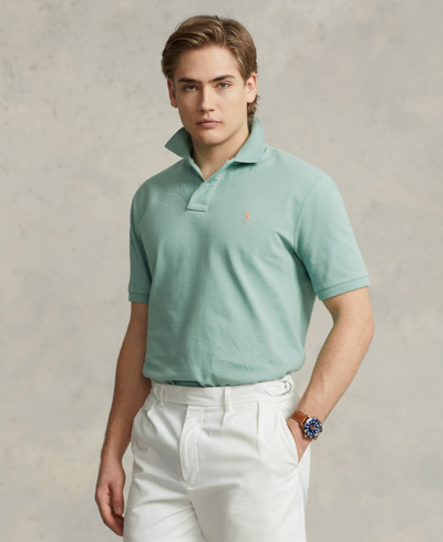 Shop Polo Ralph Lauren Men's Cotton Custom Slim Fit Mesh Polo Shirt In Essex Green